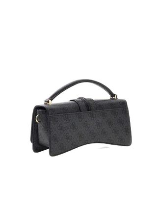 Guess Logo-Embossed Polyurethane Top Handle Bag - Black