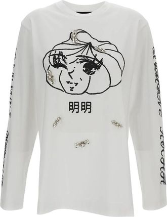 Simone Rocha Dim Sum Logo T-shirt met lange mouwen - Dames - Longsleeves - Wit - XS - Tops