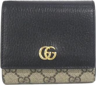 Gucci Beige Black Gg Supreme Leather Wallet (Bi-Fold) (Pre-Owned)