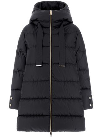 Herno Quilted Puffer Coat with Voluminous Hood and Flared Silhouette