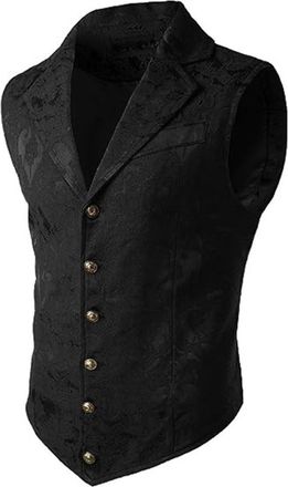 Generic Mens Victorian Waistcoat, Paisley Suit Vest, Mens Slim Fit, Gothic Costume Vest, Black Medieval Suit Vest, Steampunk Gilet, Halloween Costume, Wedding