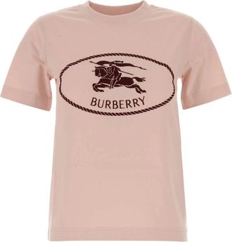 Burberry Knight Stamp Katoenen T-shirt - Dames - T-shirts - Roze - L - Katoen - Tops