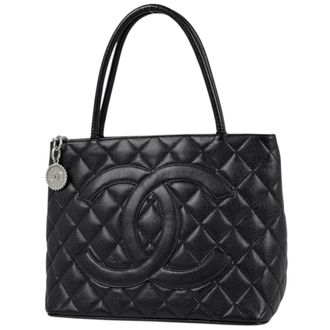 Chanel Black Grained Calfskin Tote Bag (Pre-Owned)