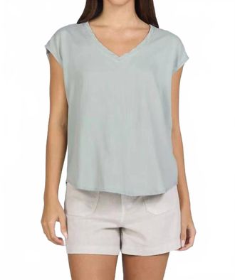 Dear John Denim Yanis V Neck Cap Sleeve Top In Iceberg Green
