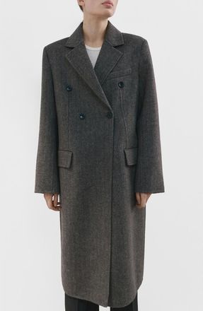 Mango Double Breasted Wool Blend Coat in Grey at Nordstrom, Size X-Small