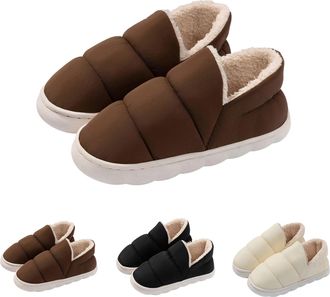 Generic Womens Fluffy Indoor Cosy Warm Winter Booties Slippers Boots Womens Bootie Slippers House Shoes Outdoor Snow Slipper Thermal Pregnant Sliders Chunky S