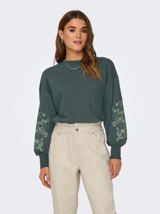 Only ONLBROOKE L/S O-NECK FLOWER SWT, Baumwollmischung, regular fit