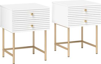HOMCOM Bedside Tables Set of 2 with 2 Drawers for Bedroom - Grey | TJ Hughes White