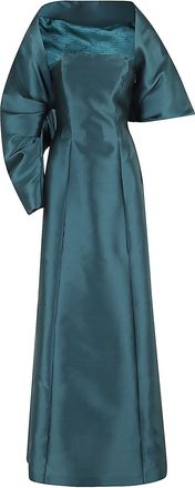 Alberta Ferretti Square-neck A-line Long Dress