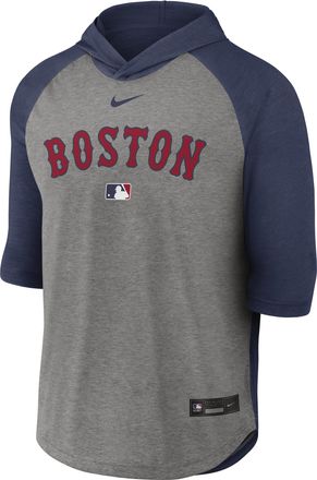 Nike Boston Red Sox Authentic Collection Flux Nike Mens Dri-FIT MLB 3/4-Sleeve Hooded T-Shirt in Blue | 04HI013NBQ-LQZ