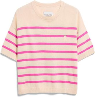 Armedangels Stripe Linen Blend Sweater Pullover f&uuml;r Damen | beige/rosa