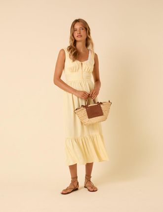 Nobody's Child Butter Yellow Heather Midi Dress