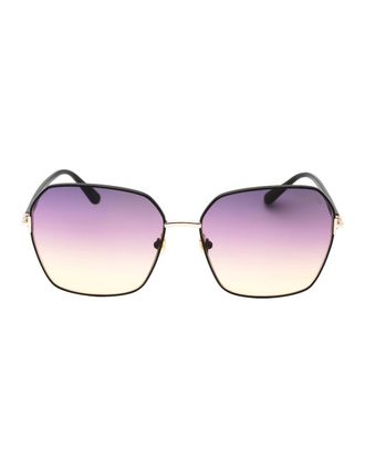 Tom Ford Womens Tom Ford Claudia-02 Gradient Smoke Lens Shiny Black Sunglasses - Size: ONE size