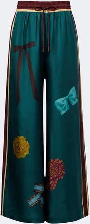 Alemais Al&eacute;mais Rosette printed silk twill palazzo pants