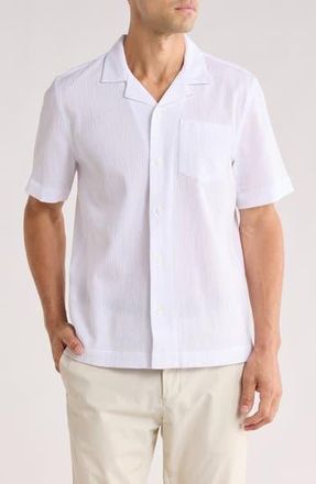 Original Penguin Seersucker Short Sleeve Camp Shirt in Bright White at Nordstrom Rack, Size Medium