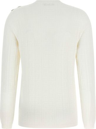 Balmain Stretch Knit Logo Sweater - cream