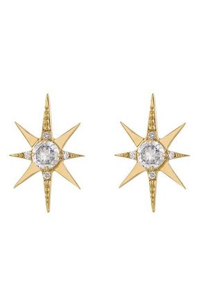 Eden Presley Starburst Stud Earrings in Yellow Gold - Diamond at Nordstrom, Size Small