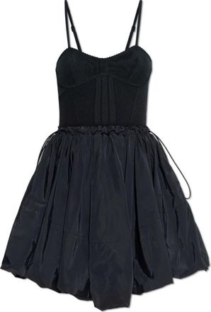The Attico Jurk met bandjes - Dames - Korte kleedjes - Zwart - 2XS - Leer - Kleedjes