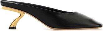 Ferragamo Black Leather Mules