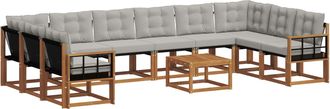 vidaXL Conjunto De Sof&aacute;s De Exterior 11 Uds. Gris Natural Y Claro Vidaxl