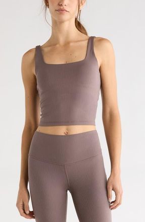Zella Thrive Rib Bra Tank in Grey Plum at Nordstrom, Size X-Small