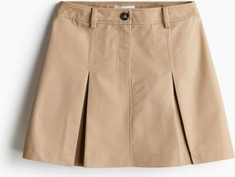 H&M Faltenjupe aus Twill - Beige