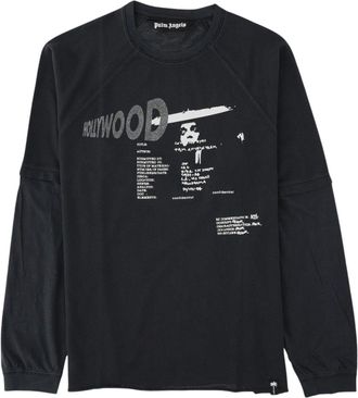 Palm Angels Black Neon Blvd Double Layer Graphic Printed T-Shirt