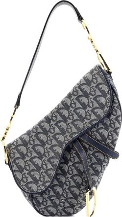 Dior Vintage Saddle Bag Diorissimo Canvas Medium shoulder bag - Blauw