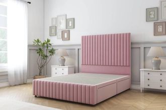 Sloomy Madison Plush Divan Base 2 Drawers -54 Headboard & 12 Footboard in Pink | Size: Small Double