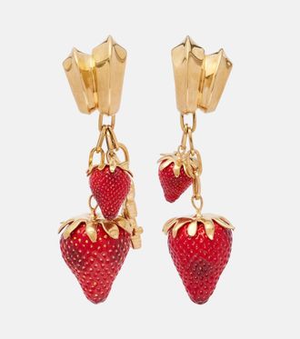 Saint Laurent Cassandre embellished drop earrings