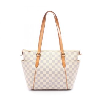 Louis Vuitton White Coated Canvas Pvc Damier Azur Leather Handbag Tote Bag (Pre-Owned)