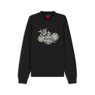 HUGO BOSS Cotton-terry sweatshirt with embroidered artwork