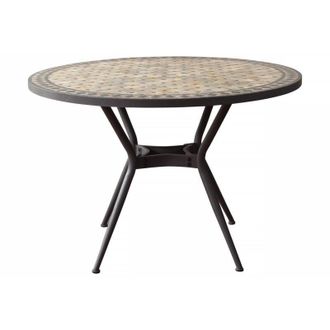 Milani Home Milani Home - brais - tavolo con piano rotondo e mosaico beige e antracite