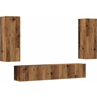 vidaXL Vidaxl - Muebles De Tv De Pared 4 Uds Madera Vieja Madera De Ingenier&iacute;a
