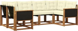 vidaXL Conjunto De Sof&aacute;s De Exterior 6 Uds. Natural Y Crema Vidaxl