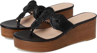 Jack Rogers Kimberly Mid Womens Wedge Shoes Black : 9.5 M, Leather