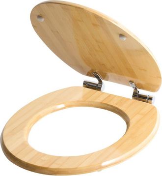 Beliani Asiento Para Inodoro Escandinavo Acabado Brillante 42 X 35 Cm Distancia Entre Orificios 16 Cm Bamb&uacute; Marr&oacute;n Claro Cuareim