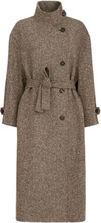 Brunello Cucinelli Geknopt Jasje - Dames - Jas met riem - Bruin - S - Jassen