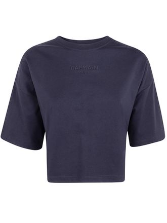 Balmain Small Balmain Paris Emb Cropped T-Shirt