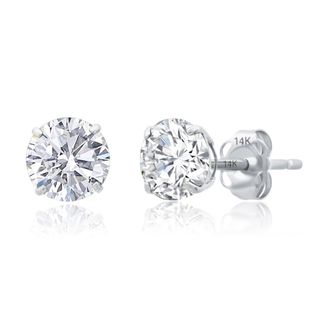 MAX + STONE 14k White Gold 6MM Round Stud Gemstone Earrings