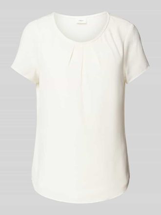 s.Oliver Black Label Regular Fit Kurzarmbluse aus Cr&ecirc;pe mit Schmuckkante in Offwhite, Gr&ouml;&szlig;e 42