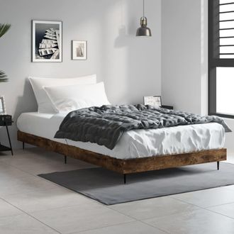 vidaXL Estructura De Cama Sin Colch&oacute;n Madera Roble Ahumado 90x190 Cm Vidaxl