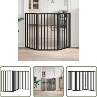 vidaXL Cancello per cani pieghevole - Cancello per Cani Pieghevole 3 Pannelli Nero 150cm Legno Pioppo