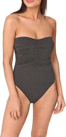 Andie Swim The Pana Strapless One-Piece Swimsuit in Black Dot at Nordstrom, Size X-Small