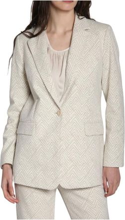Mason's Jassen, Dames, Beige, L, Polyester, Lurex Jersey Blazer Room