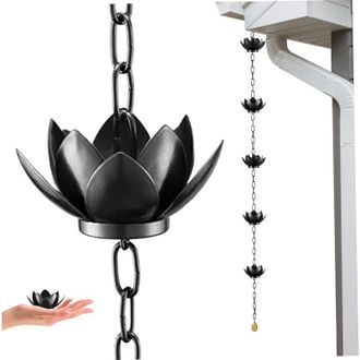 OEM Cadena De Lluvia De 1,2 Metros, Cadena De Lluvia De 5 Copas, Cadenas Para Canaletas Lotus, Cadenas Met&aacute;licas Para Uso Exterior, Drenaje Eficiente De A