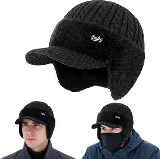 Generic Torocky Coldshield Trapper Hat with Ear Flaps and Wool Brim, Torocky Trapper Blocking Knitted Hats, Warm Winter Cozy Lined Aviator Hat Soft Breathable