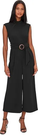 Calvin Klein Cap Sleeve Scuba Crepe Belted Jumpsuit Womens Dress Black : 10, Polyester/Spandex