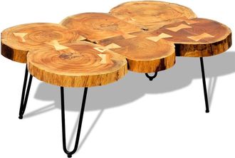 vidaXL Vidaxl - Mesa De Centro Con 6 Troncos Madera Maciza De Acacia 35 Cm