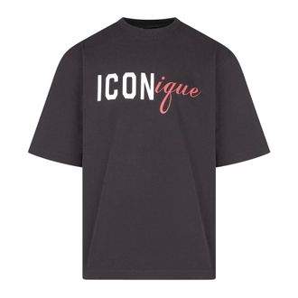 Dsquared2 Tops, Heren, Zwart, L, Iconique Loose Fit Tee